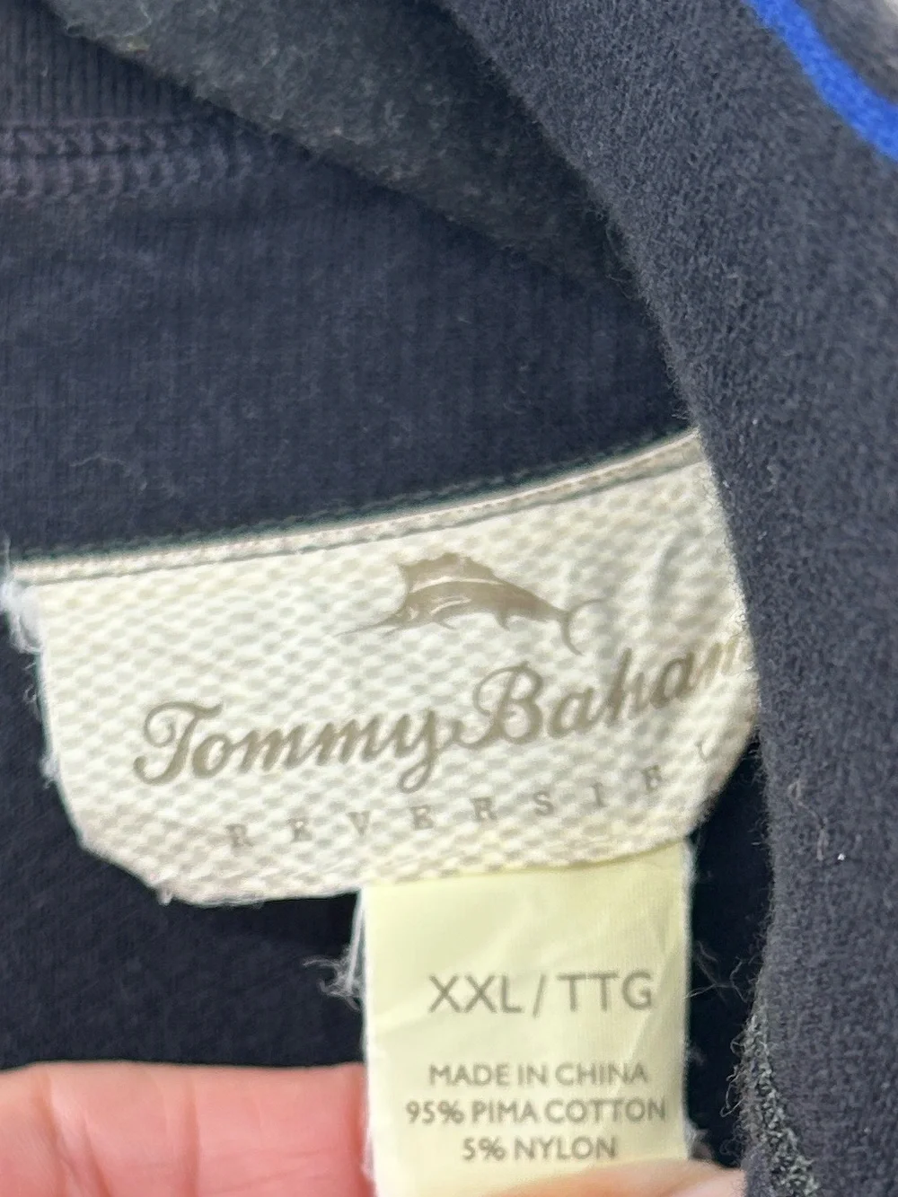 Tommy Bahama Reversible Full Zip Sweater Blue/Black Size XXL